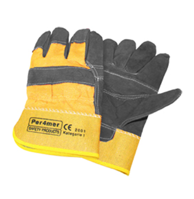 Leather Patched Palm Reinforced Safety Glove, Industrial Grade Cowhide, Added Patch for Enhanced Abrasion Protection, Comfortable Fit for Heavy-Duty Applications, Durable Design for Labor-Intensive Work